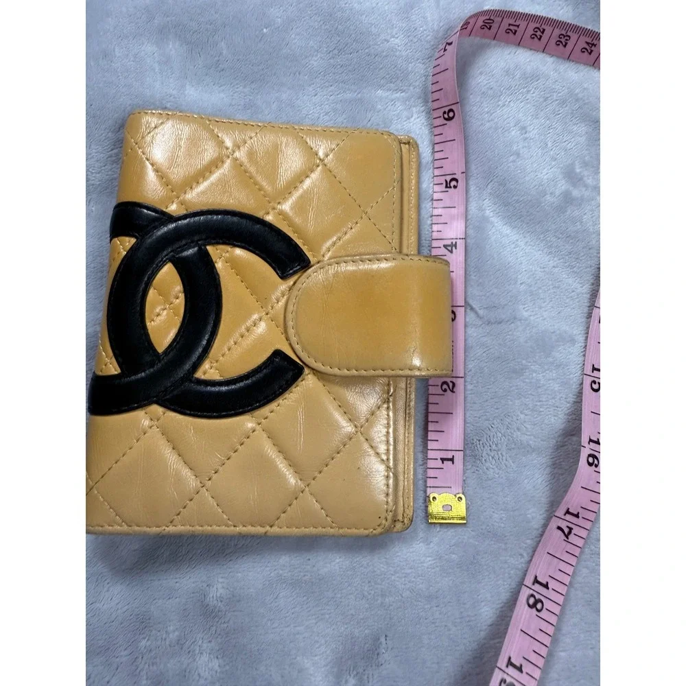 Chanel‎ Quilted Cambone Agenda/Passport Holder Tan/Black